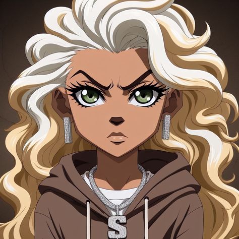 Oc Female Art, Boondocks Oc, Boondocks Cartoon, The Boondocks Cartoon, Black Oc, Avatar Aesthetic, Oc Female, Female Oc, Panther Art