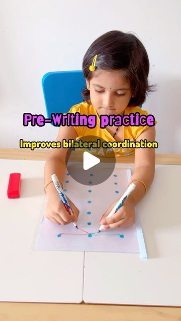 Revathi ~ Samanvi-Maithili [ kids Activities] on Instagram: "#save this pre-writing activity that helps in bilateral coordination  Why these activities are important for child 👉 Foundation for writing: Writing requires the ability to control one hand while the other hand stabilizes the paper. Bilateral coordination exercises help develop this essential skill, laying a strong foundation for effective writing. 👉 Preparation for Complex Tasks: Many activities in school and daily life require coordinated movements, such as using a ruler and pencil, typing on a keyboard, or participating in sports. Early practice with bilateral coordination prepares children for these more complex tasks. 👉 Development of Dominant Hand: Through bilateral coordination activities, children naturally explore and Bilateral Hand Coordination Activities, Physiotherapy Pediatric, Occupational Therapy Exercises, Bilateral Activities For Kids, Bilateral Coordination Activities Kids, Bilateral Coordination Activities, Activities In School, Coordination Exercises, Coordination Activities