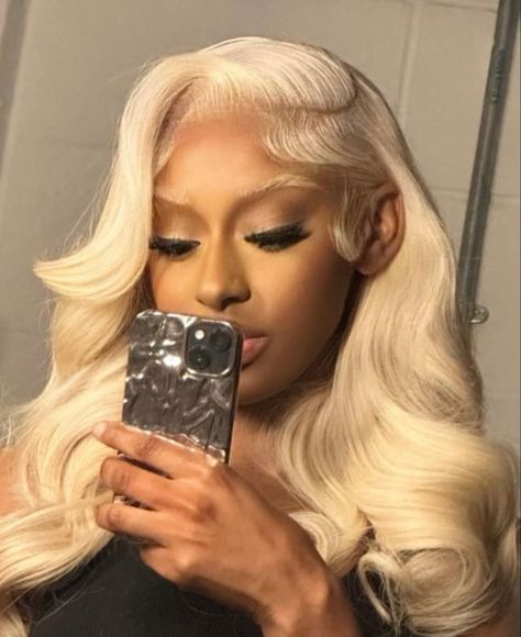 Icy Blonde Wig, Blonde Wigs Black Women, Hairstyles Ideas Black Women, Wig Styles For Black Women, Wig Hairstyles Ideas, Wig Hairstyles Ideas Black Women, Install Wig, Hair Dye Color Ideas, Wigs Black Women