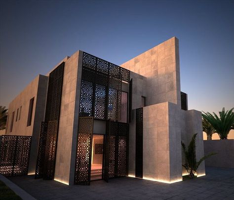 Contemporary morrocan Modern Mashrabiya, Morrocan Riad, Moroccan House, Sarah Sadeq Architects, Villa Exterior Design, Moroccan Riad, Villa Exterior, Jeddah Saudi Arabia, Mosque Design