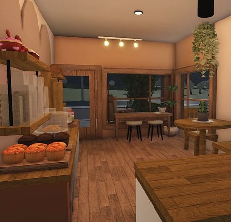 Bloxburg Cafe Interior Ideas, Fall Cafe Bloxburg, Bloxburg Cafe Layout, Bloxburg Store Ideas, Bloxburg Town Layout, Bloxburg Cafe, Scandinavia House, Ideas For Bloxburg, Bloxburg City