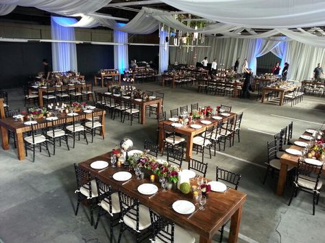 Wedding in parking garage. We draped over 5, 000 sq. Parking Garage Wedding, Parking Lot Wedding, Parking Lot Wedding Ceremony, Venue With Garage Doors, Parking Garage Wedding Photos, Wedding Venue Parking Lot, Garage Parking Aid, Garage Shop, Parking Garage