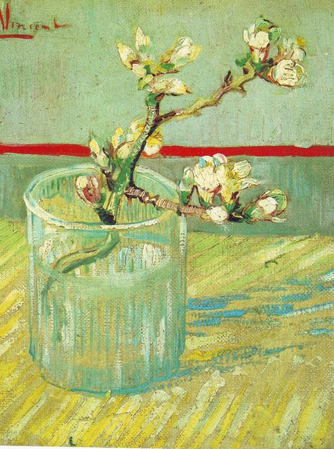 Van Gogh Plants in a Cup by griffinlb, via Flickr Almond Branch, Artist Van Gogh, Istoria Artei, Vincent Van Gogh Art, Vincent Van Gogh Paintings, Arte Van Gogh, Van Gogh Museum, Almond Blossom, Art Van