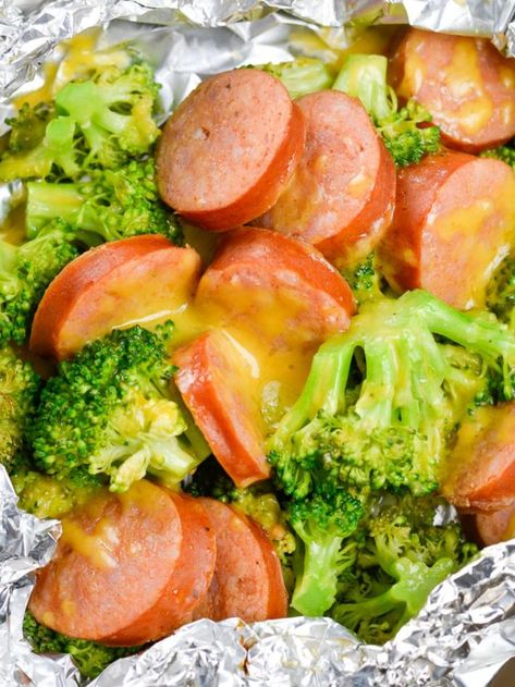 Keto Turkey Kielbasa Recipes, Low Carb Foil Packets For The Oven, Camping Meals Low Carb, Low Carb Grilling Recipes, Hobo Stew, Broccoli And Sausage, Sausage Broccoli, The Best Keto Recipes, Low Carb Marinara