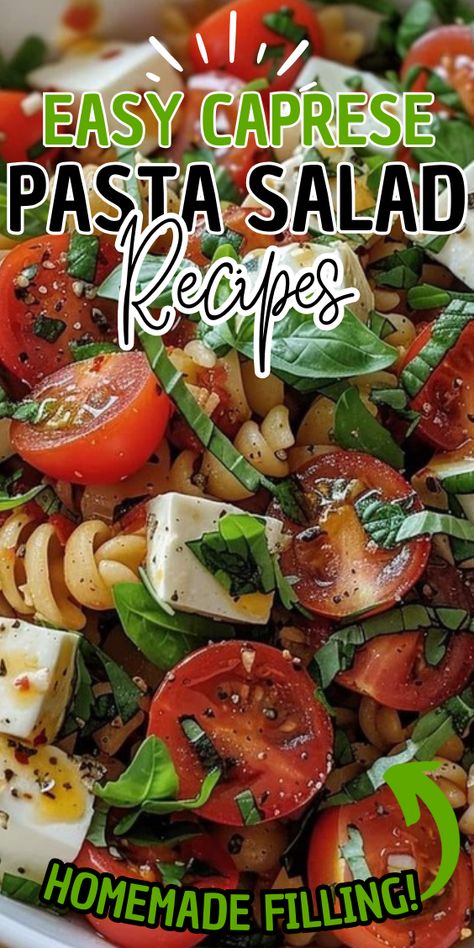 Best Caprese Pasta Salad Creamy Italian Pasta Salad Recipes, Italian Caprese Pasta Salad, Pasta Caprese Salad, Caprese Macaroni Salad, Caprese Salad Pasta, Pasta Salad Fresh Mozzarella, Pasta Salad Caprese, Creamy Caprese Pasta Salad, Tomato Basil Mozzarella Pasta Salad