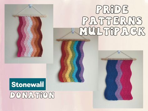 Pride Crochet Projects, Lesbian Crochet Patterns, Queer Crochet, Crochet Pride Ideas, Pride Diy, Crochet Pride Patterns, Pride Flag Crochet, Crochet Lesbian Flag, Lesbian Pride Crochet