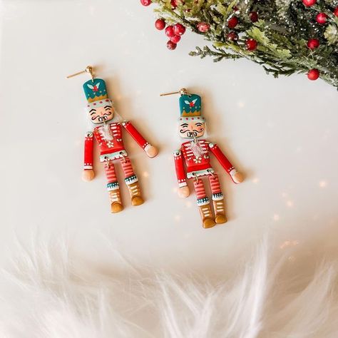 Crafty Fox, Christmas Clay, Hand Painted Earrings, The Nutcracker, Clay Art Projects, Nutcracker Christmas, Etsy Art, Ceramic Clay, Polymer Clay Crafts