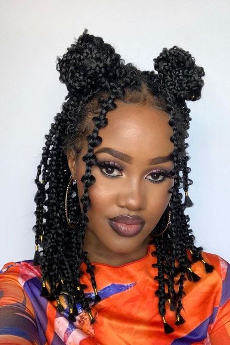 Goddess Butterfly Braids, Butterfly Braids Short, Styling Short Curly Braids, Short Hairstyles With Curls, Short Braids Women, Short Braid Ideas For Black Women, Braid Inspo Short Hair, Short Braids Hair Styles, Butterfly Box Braids For Black Women