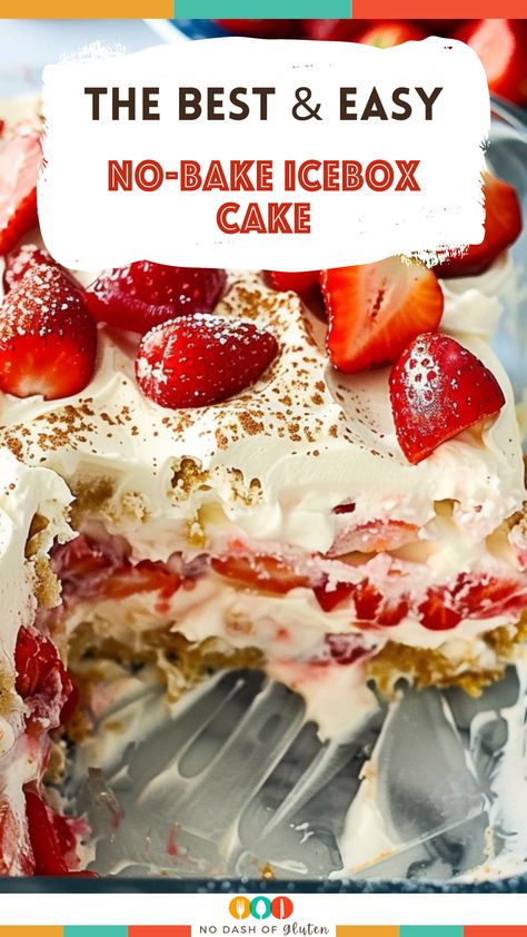 This Easy No-Bake Icebox Cake is a summer favorite! Layers of creamy cheesecake pudding, fresh strawberries, and crunchy graham crackers come together in this effortless, no-bake dessert. Perfect for family gatherings or potlucks. Try it now and see for yourself! Strawberry Whip, Gluten Free Christmas Recipes, Gluten Free Holiday Recipes, No Bake Summer Desserts, Best Gluten Free Desserts, Icebox Pie, Creamy Pudding, Cheesecake Pudding, Gluten Free Desserts Recipes