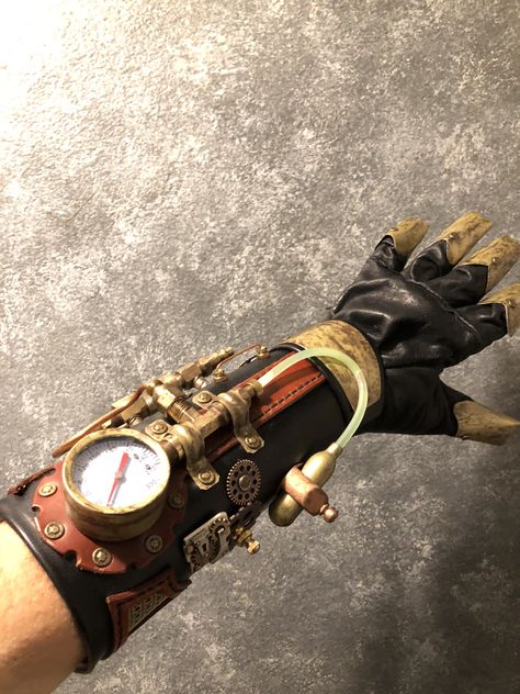 Steampunk Bracer by MuddyOxygenArt on Etsy Steampunk Bracer, Steampunk Gauntlet, Steampunk Arm, Steampunk Mechanic, Steampunk Gloves, Steampunk Character, Steampunk Aesthetic, Steampunk Tendencies, Skater Aesthetic