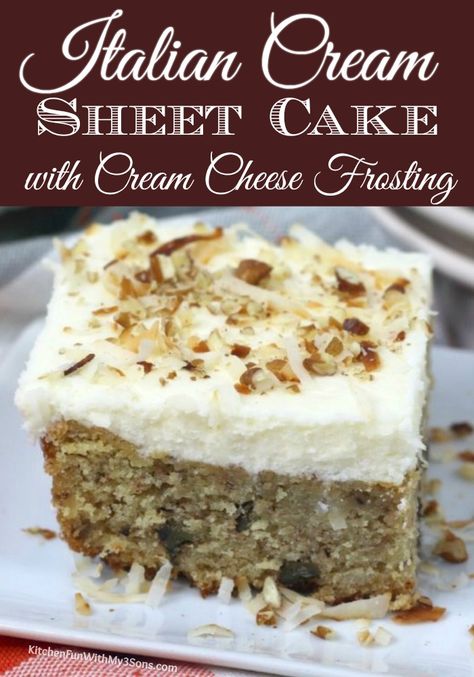 Cream Cheese Sheet Cake Taste Of Home, Italian Cream Sheet Cake 12 Tomatoes, Irish Cream Sheet Cake, Italian Cream Cheese Sheet Cake, Italian Crème Sheet Cake, Sheet Pan Cakes Easy, Italian Cream Cake Sheet Cake, Coconut Texas Sheet Cake Recipe, Italian Cream Sheet Cake Recipe