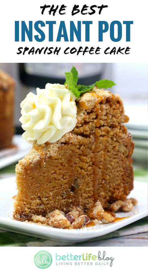 Instant Pot Spanish Coffee Cake - Instant Pot Cake Recipes - What’s best served warm, sweet and with a generous cup of Joe? Coffee cake, of course! Today, I have a recipe for an Instant Pot Spanish Coffee Cake -... Instant Pot Cake Recipes, Instant Pot Coffee, Instant Pot Cake, Instant Pot Cake Recipe, Easy Coffee Cake, Spanish Coffee, Pot Cake, Pot Cakes, Coffee Cheesecake