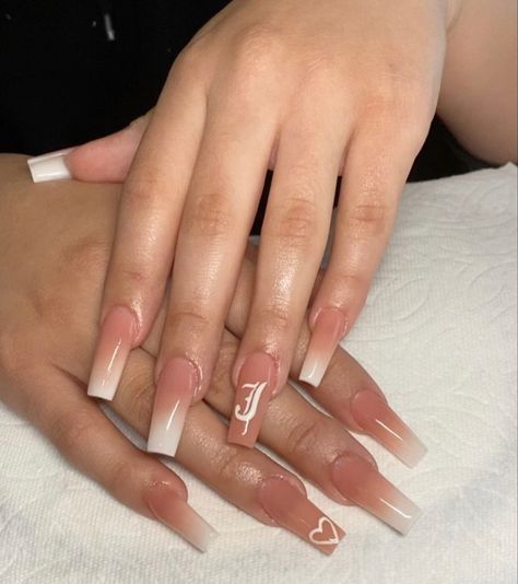 Nail Designs With E Initial, Acrylic Nails With J Initials On Them, Nail Acrylic With Initial, Y Initial On Nails, Long Acrylic Nails Coffin With Initials, Ombre Acrylic Nails With Initial, Pink Nails With D Initial, Acrylic Nails With N Initials, Nail Idea Initials