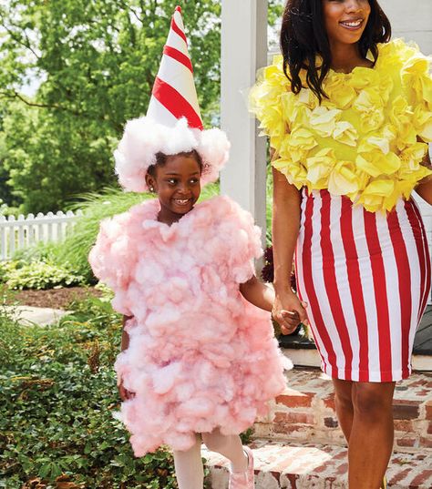 Family Candy Halloween Costumes, Carnival Food Costumes, Diy Food Costumes For Kids, Cotton Candy Costume Diy, Diy Cotton Candy Costume, Cotton Candy Outfit, Food Costumes For Kids, Cotton Candy Halloween Costume, Candy Halloween Costumes