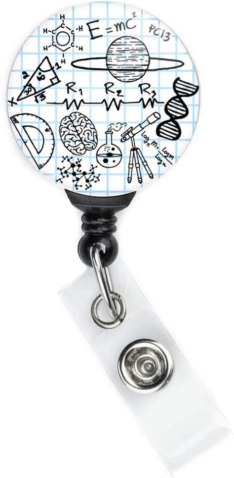 Amazon.com : STEM Math Science on Graphing Paper Retractable Badge Reel with Swing Clip and 36 Inch Cord : Office Products Graphing Paper, Element Chemistry, Lab Ideas, Credit Card Organizer, Math Stem, Retractable Badge Holder, Card Organizer, Name Badges, Mermaid Scales