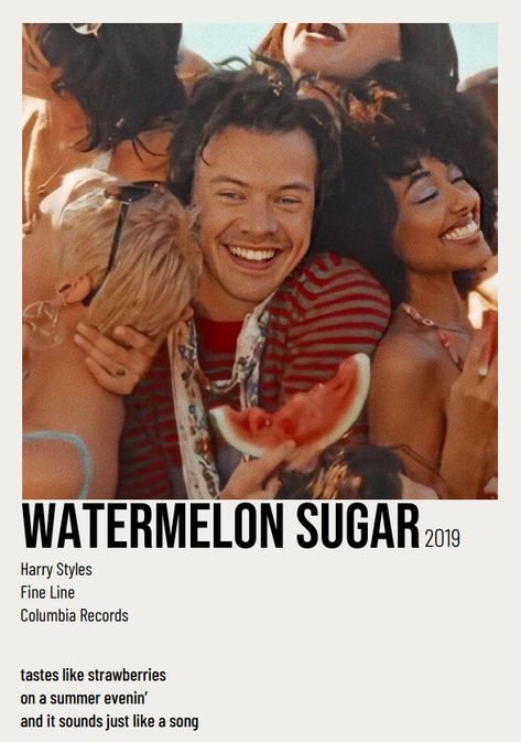 Harry Styles Minimalist Poster, Minimalistic Posters, Harry Styles Watermelon Sugar, Harry Styles Songs, Mini Polaroid, Minimalist Music, Polaroid Posters, Harry Style, Polaroid Wall