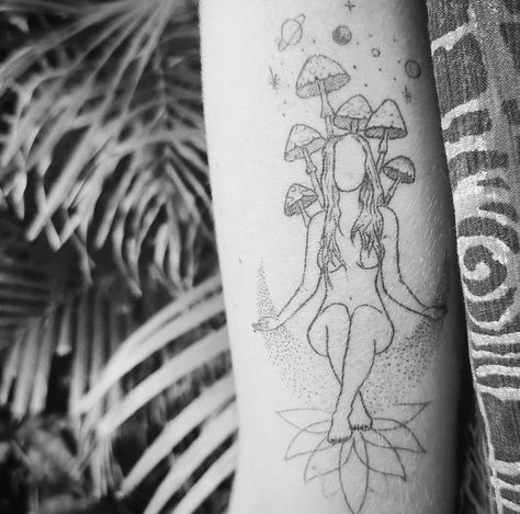 @templetattoobyronbay on Instagram: “Planets , mushrooms, moon , lotus a very busy little tattoo from Jimi @i_am_jimi_ Temple Tattoo 8/11 Fletcher street Byron Bay NSW 2481…” Lotus Mushroom Tattoo, Moon Lotus, Temple Tattoo, Mushroom Tattoo, Mushroom Tattoos, Very Busy, Little Tattoos, Byron Bay, Lotus