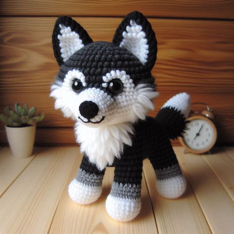 Create a cute crochet amigurumi husky with this simple and detailed pattern! Perfect for dog lovers, beginners, and crochet enthusiasts alike. Crochet Husky Pattern, Husky Crochet Pattern, Crochet Husky, Cute Crochet Amigurumi, Dog Husky, Christmas Crochet Patterns Free, Crochet Dog Patterns, Dog Crochet, Dog Patterns