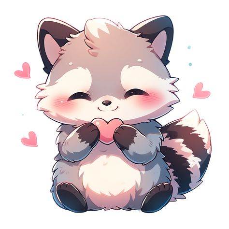 Cute Kawaii Racoon with a Heart Blushing Sticker Cute Racoon Drawings, Raccoon Drawing Cute, Blushing Sticker, Raccoon Drawings, Racoon Cartoon, Racoon Drawings, Racoon Drawing, Racoon Art, Racoon Illustration