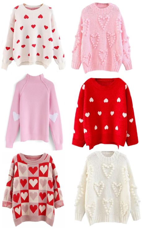 Who doesn't love a sweater with hearts?! These are perfect for Valentines Day and still available. Valentines Day Outfits | Valentines Day Sweaters | Sweaters Under 50 | Heart Sweaters | Winter Outfits | Winter Style | Sweater Weather | Cozy Sweaters | Red and Pink | Valentine Outfits For Women, Valentines Sweater, Cute Valentines Day Outfits, Winter Chic, Christmas Style, Heart Sweater, Valentines Outfits, Pink Valentines, Valentine's Day Outfit