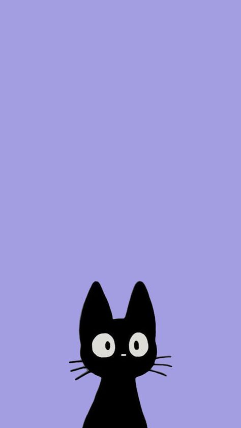 Black Cat Background, Background Purple, Cat Background, Cute Cat Drawing, Face Shape Hairstyles, Widget Ideas, Cat Anime, Kiki's Delivery Service, Cat Drawings