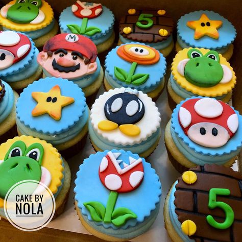 Happiest of birthdays to Beckett. He is celebrating tomorrow with some Super Mario cupcakes…#decoratedcupcakes #cupcakestagram #instacupcakes #cupcakesofinstagram #fondantcupcakes #fondantcupcaketoppers #handcutfondant #marshmallowfondant #partycupcakes #supermariocupcakes #decorated cupcakes Super Mario Bros Cupcake Ideas, Mario Cake And Cupcakes, Mario Themed Birthday Cupcakes, Super Mario Cupcake Ideas, Super Mario Theme Cupcakes, Mario Party Cupcakes, Mario Bros Cupcakes Ideas, Super Mario Birthday Cupcakes, Mario Theme Cupcakes