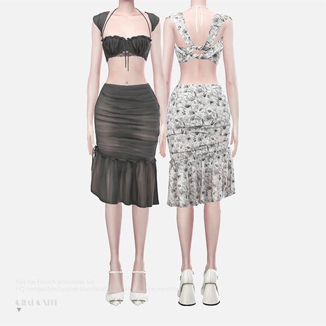 Charonlee: 【Fait Par Foutch Antionette Set】 Sims Pants, Ts4 Clothes, Sims 4 Hair Male, Sims 4 Cheats, Sims 4 Challenges, Dress Over Pants, Sims Clothes, Play Sims 4, Sims 4 Bedroom