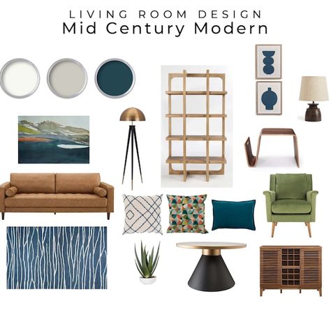 LMDDesignShop - Etsy UK Mid Century Modern Living Room Design, Living Room Mood Board, Room Mood Board, Coffee Table With Chairs, Modern Living Room Design, Mid Century Modern Interior Design, Mid Century Living, Mid Century Living Room, Mid Century Modern Living