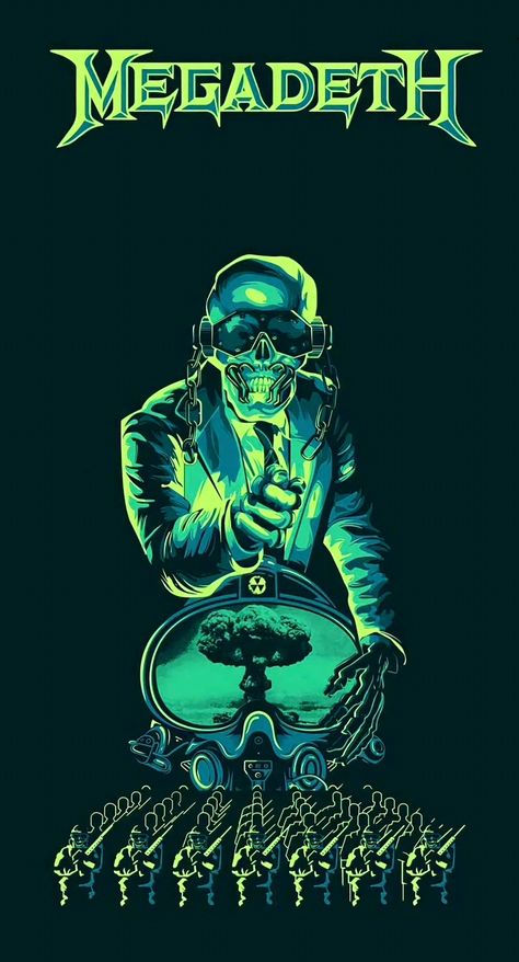 Megadeth Art, Vic Rattlehead, Iron Maiden Posters, Arte Heavy Metal, Metallica Art, Rock Poster Art, Rock N Roll Art, Rock Band Posters, Trippy Designs