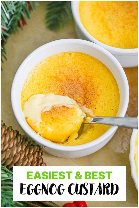 Eggnog Custard, Eggnog Pudding, Best Christmas Cake Recipe, Spiced Eggs, Eggnog Dessert, Easy Eggnog, Best Christmas Desserts, Yummy Desserts Easy, Frozen Custard