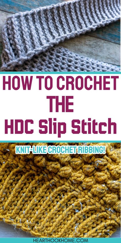 Transform your crochet projects with the stretchy and beautiful Hdc slip stitch ribbing, ideal for adding elegant edges and borders. Hdc Slip Stitch, Slip Stitch Ribbing, Crochet Ribbing, Crochet Hdc, Crochet Blanket Stitch Pattern, 100 Crochet Stitches, Slip Stitch Crochet, Crochet Border Patterns, Ribbed Crochet