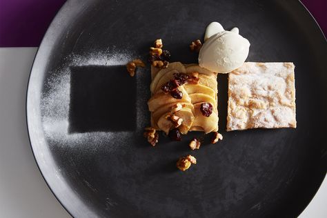 Apple Strudel Mille-Feuille Recipe | Wine Enthusiast Magazine German Apple Strudel, Lemon Ice Cream, Apple Strudel, Roasted Walnuts, Fruit Ice Cream, Easy To Make Desserts, Frozen Puff Pastry, Puff Pastry Sheets, Sweet Wine