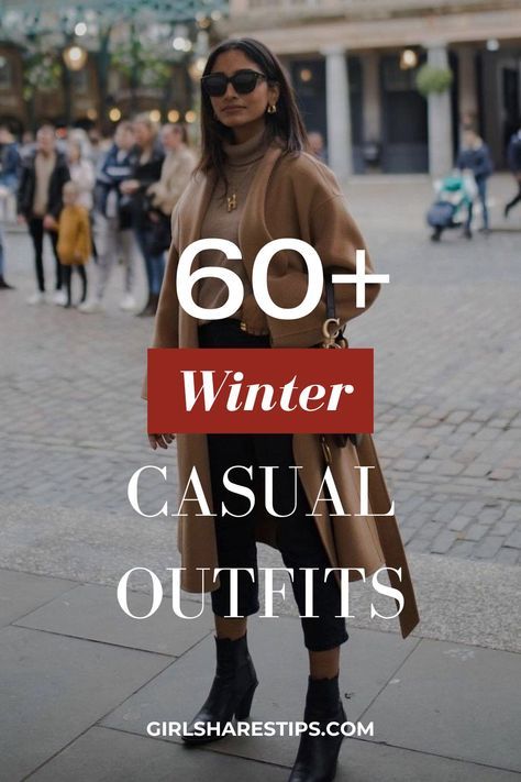 Feeling stylish and warm has never been easier! Check out my go-to collection of 60+ casual winter outfits that are on repeat in my wardrobe. From chunky knits to versatile layers, I've got all the outfit inspiration you need to stay cozy and fashionable this season. | winter outfit ideas | winter fashion | winter fashion trend | winter style | cozy style | comfy outfit | casual outfit | chic outfit | chic style | cold weather outfit | snow outfit | winter outfits cold | winter outfits Winter Outfits 0 Degree, Grown Woman Winter Outfits, Hot Winter Outfits Cold Weather, 70 Degree Weather Outfit Winter, Winter Outfits For Women In 30s, Snowy Day Outfit For Work, Dressing For 60 Degree Weather, Winter Casual Date Outfit, Office Outfit Winter Cold Weather