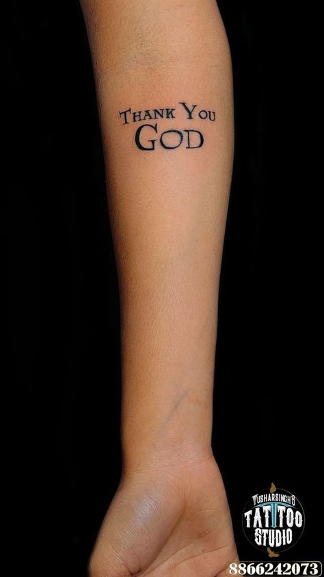 Thank You God Script Tattoo -  #God #SCRIPT #Tattoo Check more at https://ifoundaideas.com/tattoo/thank-you-god-script-tattoo/ Thank God Tattoo, God Tattoo, Script Tattoo, God Tattoos, Tattoo Script, Thank You God, Thank God, Tattoo Quotes, Tatting