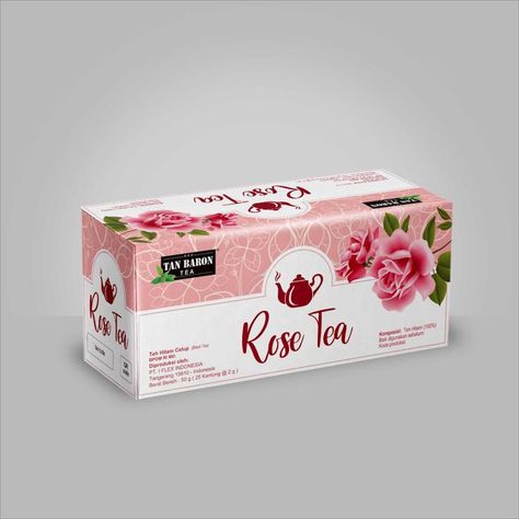 Rose Tea packaging Rose Tea Packaging, Tea Bag Packaging Design, Thai Modern, Lotus Tea, Tea Packaging Design, Strawberry Tea, Tea Design, Booklet Design, Pink Tea