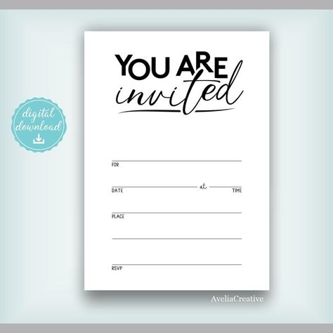 Blank Invitation, End Of School Year, You're Invited, Event Party, Youre Invited, You Are Invited, Cardstock Paper, Last Minute, Instant Download Etsy