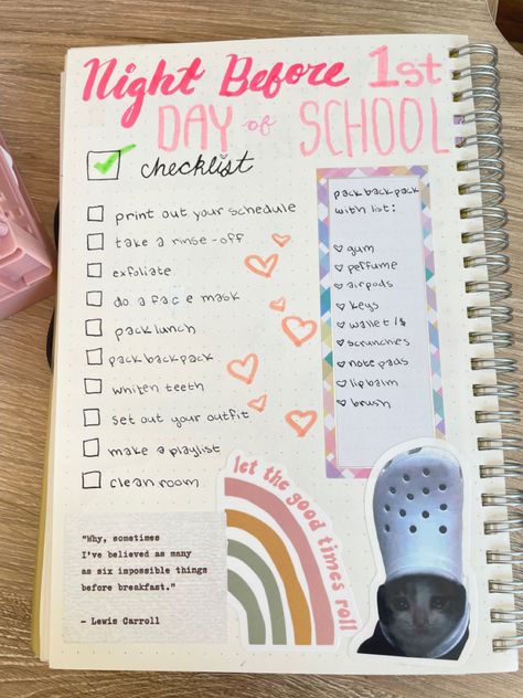 Get Ready For First Day Of School, Before Back To School To Do List, Day Before First Day Of School Checklist, How To Prep For Back To School, Back To School Prep Checklist, First Day Of School Asthetics, What To Pack For First Day Of School, Night Before 1st Day Of School, Before The First Day Of School