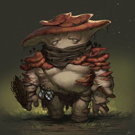 ArtStation - A mushroom and his son Mushroom Character, Fantasy Role Playing, Witch Doctor, Dnd Monsters, Non Human, Dungeons And Dragons Characters, Role Playing Games, 2d Art, World Building