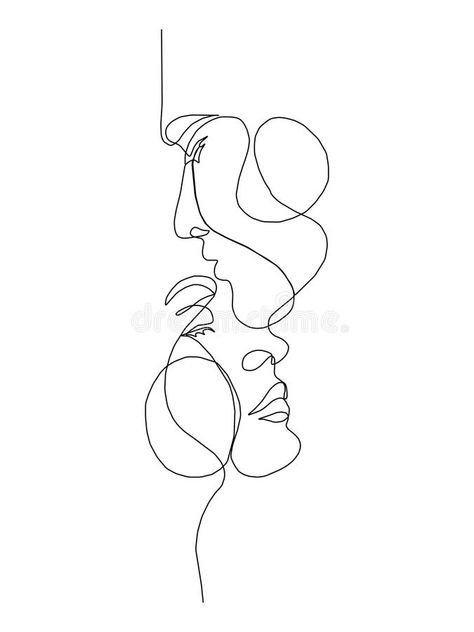 Something With Two Heads Drawing, 2 Faces Tattoo, Face Profile Drawing, Faces Tattoo, Continuous Line Tattoo, Line Drawing Tattoos, Minimalist Concept, Contour Line Drawing, Face Tattoos For Women