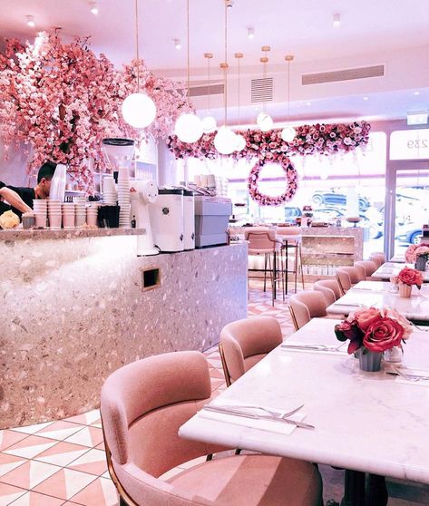 How to Spend a May Day in London’s Poshest Neighborhood | Élan Café Elan Cafe, Pink Cafe, Aesthetic Interior Design, London Cafe, Bakery Decor, Bakery Design, Ice Cream Parlor, Coffee Shop Design, Cafe Interior Design