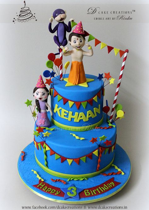 Chhota Bheem & Friends Cake Chhota Bheem Cake, Chota Bheem Cake, Airplane Birthday Cakes, Chota Bheem, Beach Birthday Cake, Cake Themes, Birthday Cake Images, Chhota Bheem, Crib Bumpers