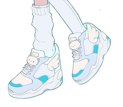 Sneakers Drawing Art, Chunky Sneakers Drawing, How To Draw Shoes Sneakers, Shoe Art Reference, How To Draw Sneakers, Anime Shoes Reference, Chunky Shoes Drawing, Shoes Sneakers Drawing, Cute Shoes Drawing