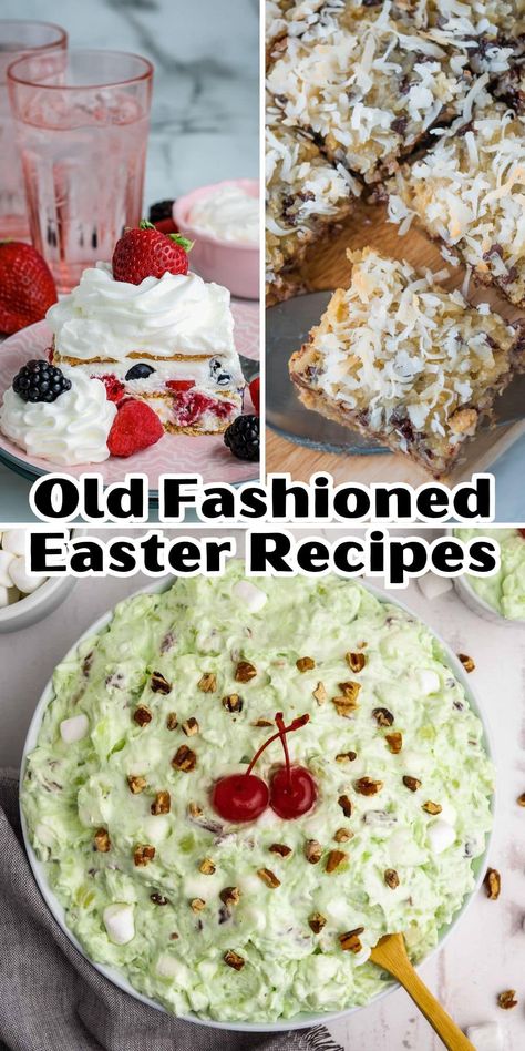 Dust off your grandma's recipe box and get ready for a nostalgic Easter feast! Forget the trendy foraged-mushroom quiche and artisanal sourdough stuffing – we're talkin' good ol' fashioned comfort food that won't leave you googling obscure ingredients at 3 am on Easter morning. This year, we're celebrating the classics – the dishes that have stood the test of time. This list features 15 classic Easter recipes that prove your grandma is good at more than just bridge nights and bingo. Vintage Easter Recipes, Easter Swirl Pie, Cool Whip Salads, Blueberry Upside Down Cake, Sourdough Stuffing, Traditional Easter Desserts, Lime Jello Salads, Easter Deserts, Cherries Salad