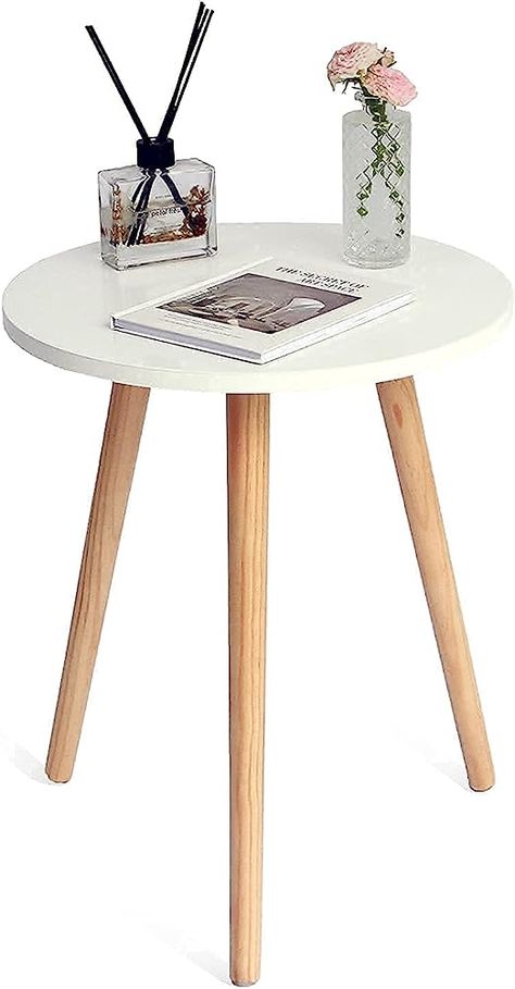 Amazon.com: AWASEN Round Side Table, Small Accent Table Nightstand Modern End Table for Living Room Bedroom Office Small Spaces, 16''D x 19.5''H (White) : Home & Kitchen Nightstand Modern, Bedside Table Set, Small Accent Tables, Side End Table, Table For Small Space, Table Nightstand, Modern End Tables, White Side Tables, Small Side Table