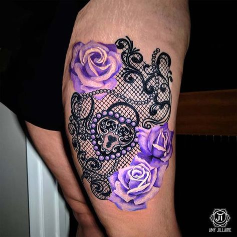 Lace Rose Tattoos, Lace Thigh Tattoos, Pelvic Tattoos, Lace Tattoo Design, Feather Tattoo Design, Stylish Tattoo, Hip Tattoos Women, Best Tattoos For Women, Skeleton Hand Tattoo