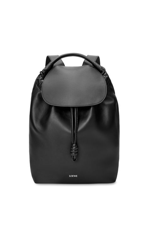 LOEWE Flamenco backpack in shiny supple calfskin Black Denim Wallet, Personalized Accessories, Large Wallet, Leather Denim, Original Bags, Wallet Accessories, Back Shoulder, Mens Accessories Fashion, Small Leather Goods