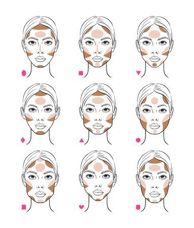 Different female face shapes. vector illustration. Female Face Shapes, Square Face Makeup, Disney Princess Makeup, Makeup Workshop, Makeup Face Charts, Shape Pictures, Work Makeup, Diamond Face Shape, Face Makeup Tips