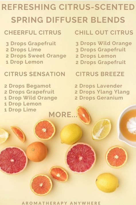 Use these essential oil blends to fill your home with wonderful refreshing spring aromas. Get these essential oil blend recipes here. Essential Oil Citrus Blend, Citrus Essential Oil Diffuser Blends, Citrus Oil Diffuser Blends, Spring Scents Essential Oils, Refreshing Diffuser Blends, Spring Oil Diffuser Blends, Citrus Essential Oil Blends, Citrus Diffuser Blends, Spring Essential Oil Blends