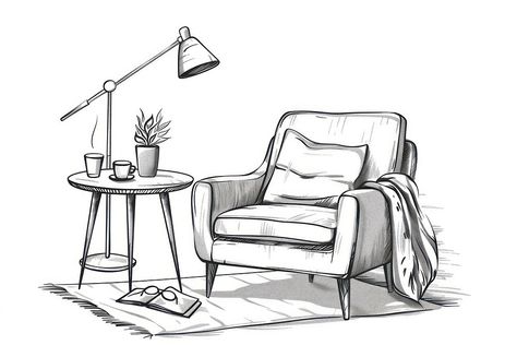 Furniture furniture drawing sketch. | free image by rawpixel.com Sofa Drawing Sketch, Armchair Drawing, Sofa Sketch, Bed Sketch, Furniture Drawing, Sofa Drawing, Drawing Furniture, Chair Drawing, Sketch Free