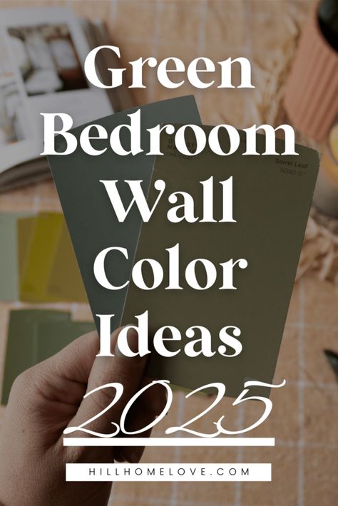 Green Bedroom Wall Colors To Try In 2025 Army Green Paint Bedrooms, Off White And Green Bedroom, Mint Green Bedroom Walls, Green And Taupe Bedroom, Master Room Color Ideas, Fresh Bedroom Color Scheme, Green Grey Bedroom Ideas, Bedroom Color Schemes Green, Bedroom Wall Color Ideas